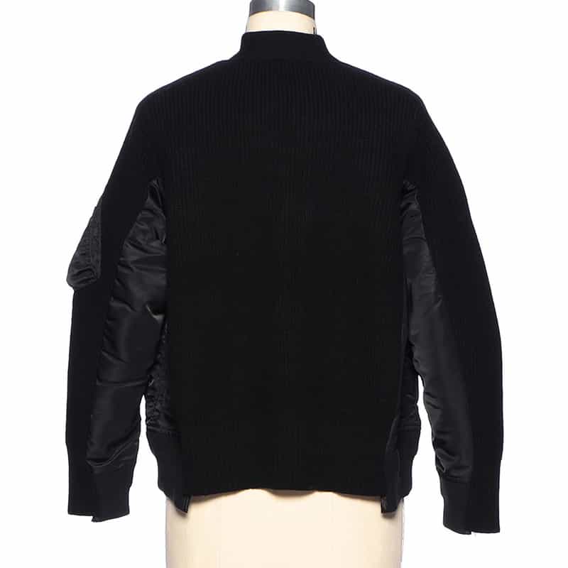 SACAI SACAI<サカイ>コンビネーション ジップアップVネックニットカーディガン BLACK