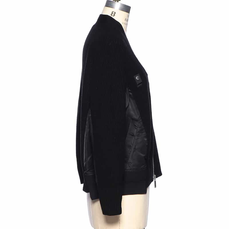 SACAI SACAI<サカイ>コンビネーション ジップアップVネックニットカーディガン BLACK