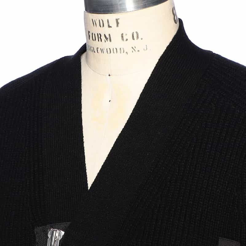 SACAI SACAI<サカイ>コンビネーション ジップアップVネックニットカーディガン BLACK