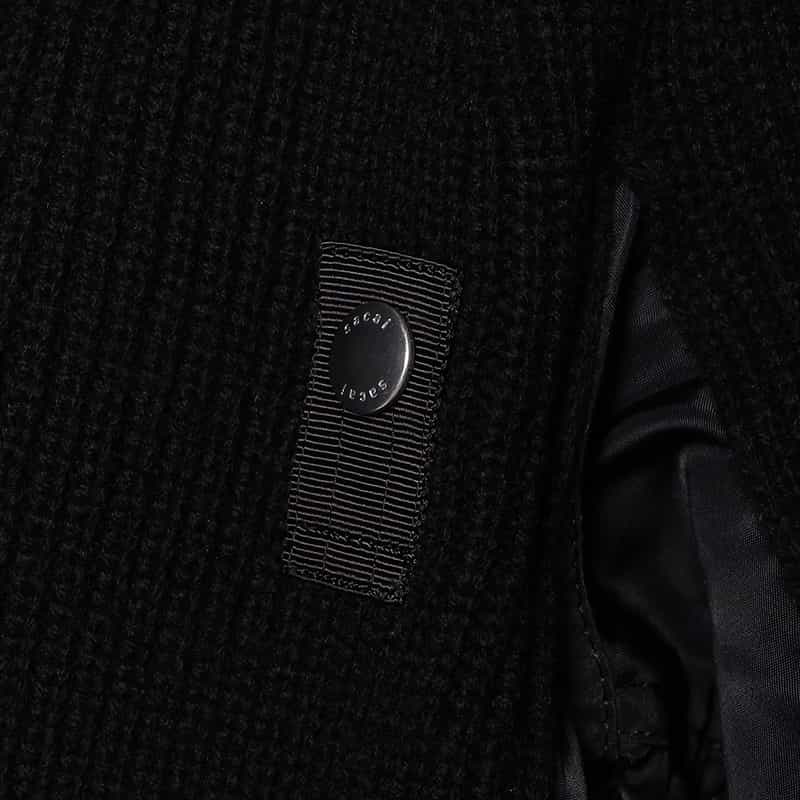 SACAI SACAI<サカイ>コンビネーション ジップアップVネックニットカーディガン BLACK