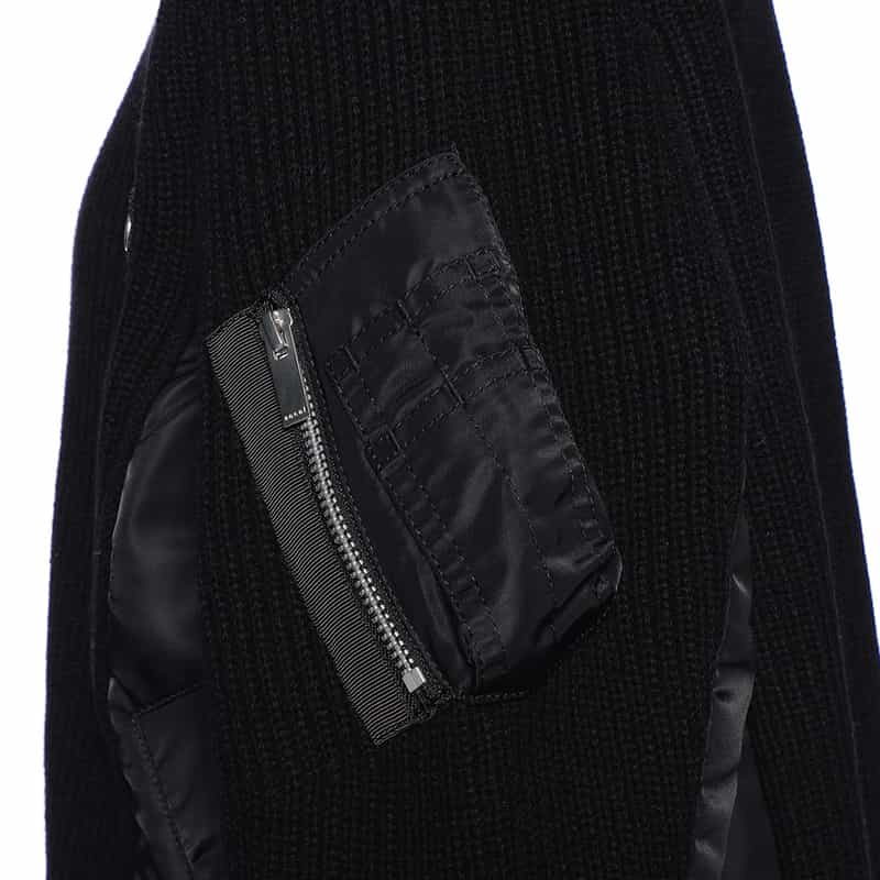 SACAI SACAI<サカイ>コンビネーション ジップアップVネックニットカーディガン BLACK