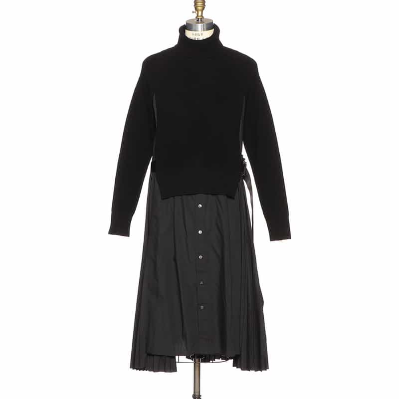SACAI SACAI＜サカイ＞コンビネーション ロングスリーブドレス BLACK