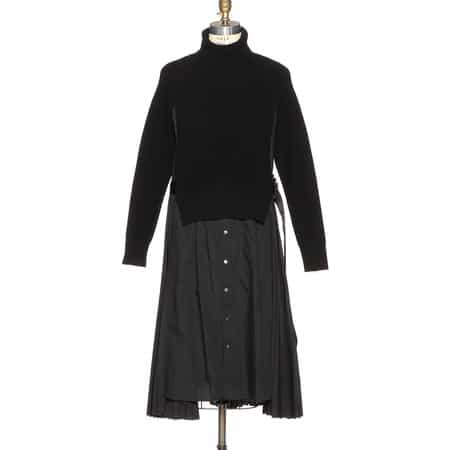 国内発送【sacai】コンビネーション ロングスリーブドレス コンビネーション ロングスリーブドレス（2223545）｜SACAI