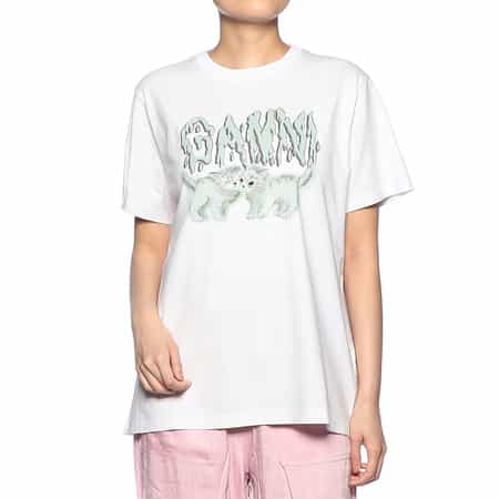 【GANNI】Banana プリント ラインストーン Tシャツ Phantom GANNI】Banana プリント ラインストーン Tシャツ Phantom (Ganni