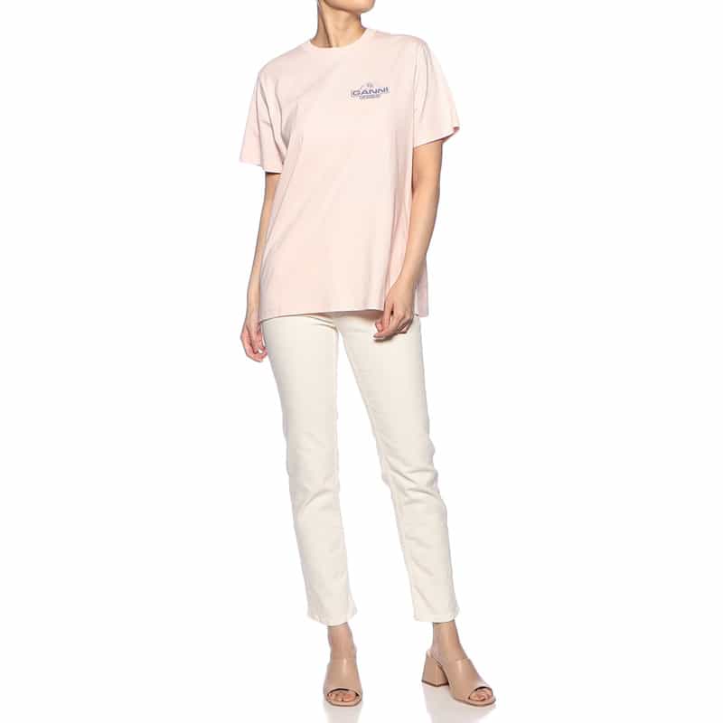 GANNI バックプリントTシャツ LIGHT PINK