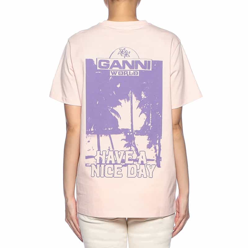 GANNI バックプリントTシャツ LIGHT PINK
