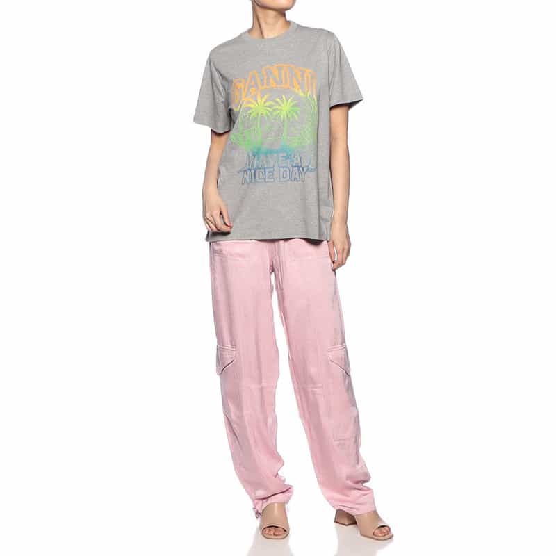 GANNI プリントTシャツ GRAY