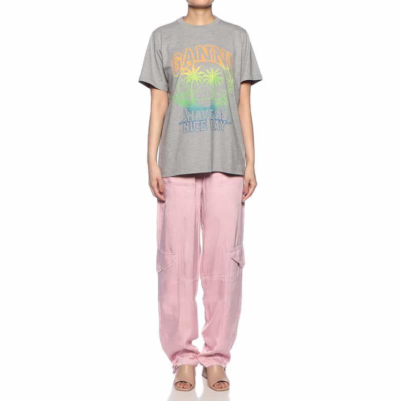 GANNI プリントTシャツ GRAY