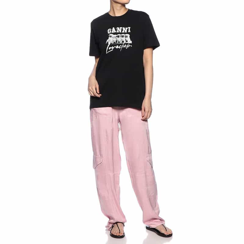 GANNI プリントTシャツ BLACK