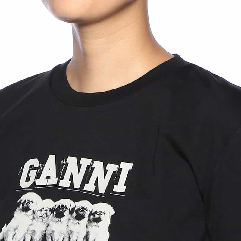 GANNI プリントTシャツ BLACK