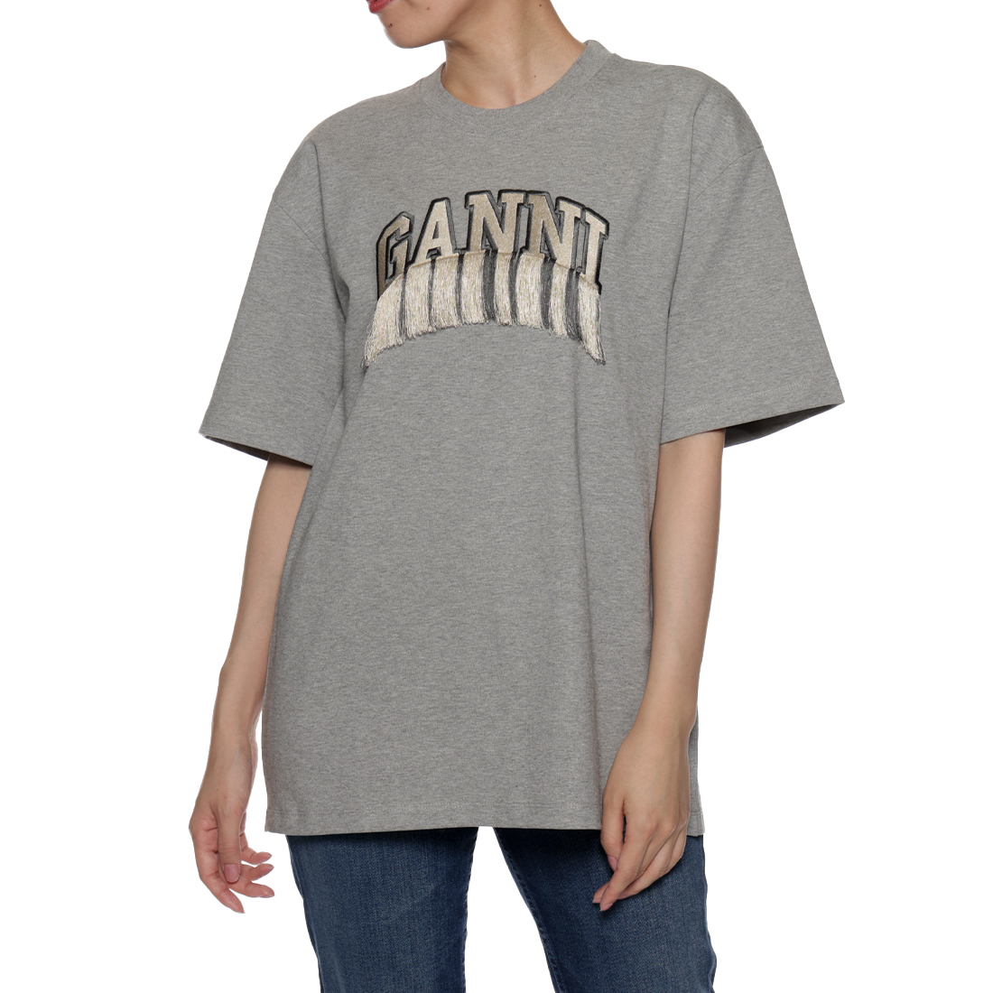 エンブロイダリーロゴ フリンジTシャツ