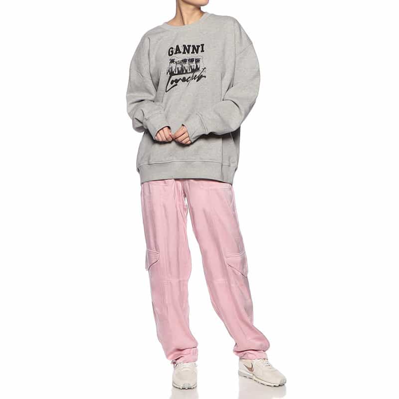 GANNI GANNI<ガニー> ロゴ入りスウェットプルオーバー GRAY