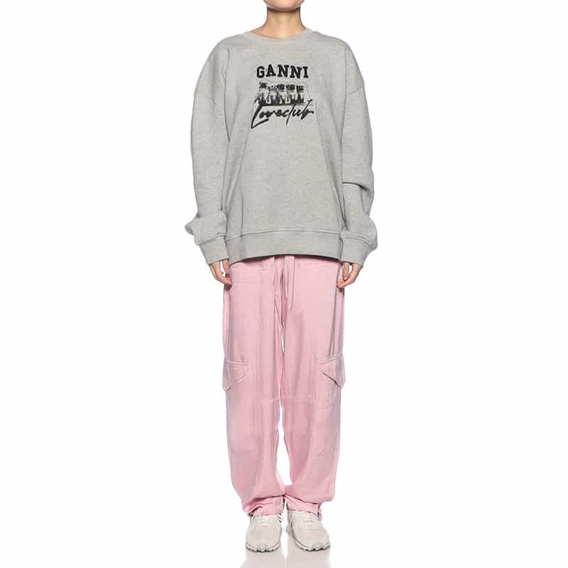 GANNI GANNI<ガニー> ロゴ入りスウェットプルオーバー GRAY