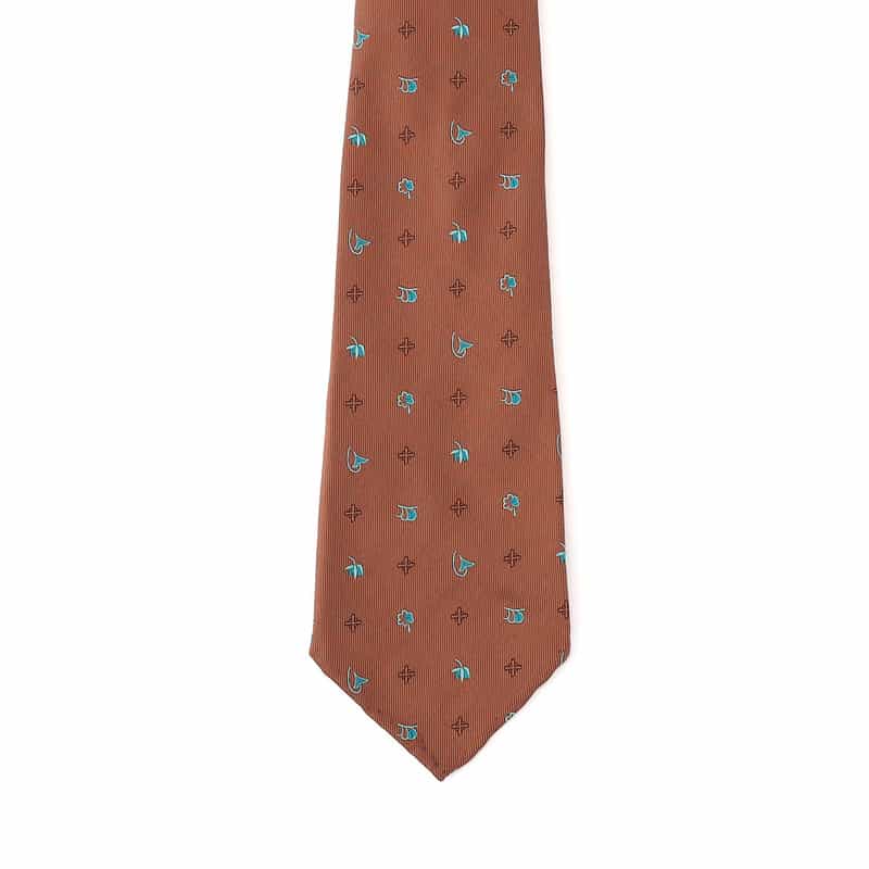 ATTO VANNUCCI FIRENZE セッテピエゲ小紋柄タイ BROWN