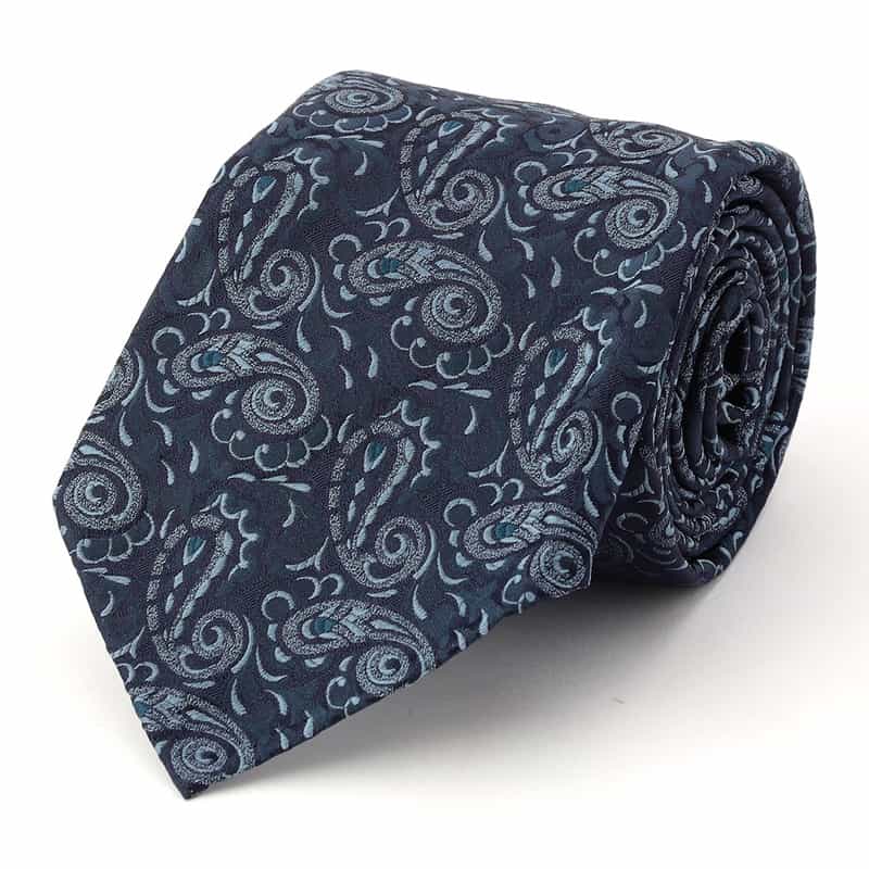 ATTO VANNUCCI FIRENZE セッテピエゲ ジャカード ペイズリー柄タイ NAVY