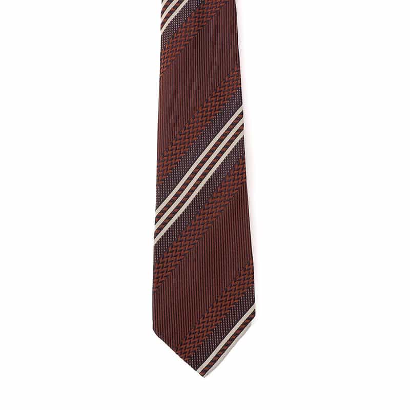 ATTO VANNUCCI FIRENZE セッテピエゲ ストライプ柄タイ BROWN