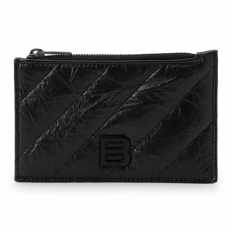 BALENCIAGA "CRUSH" キルティングレザー カードケース BLACK