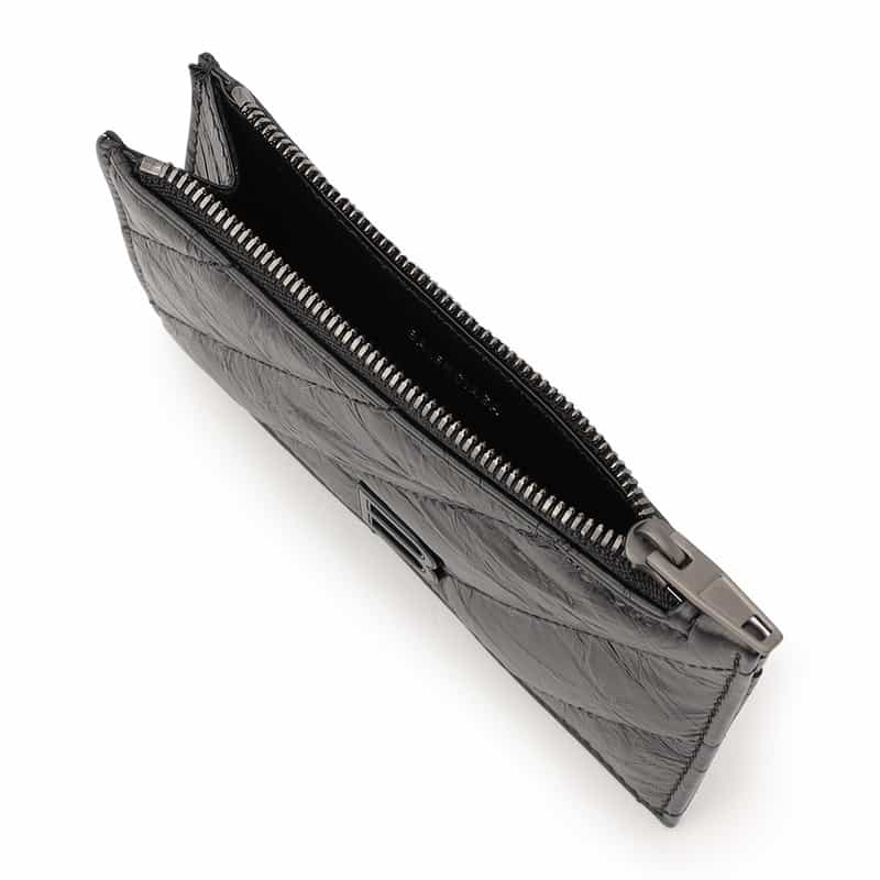 BALENCIAGA "CRUSH" キルティングレザー カードケース BLACK