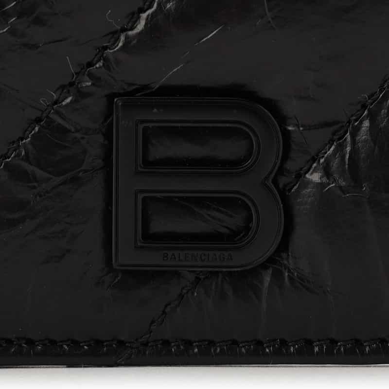 BALENCIAGA "CRUSH" キルティングレザー カードケース BLACK