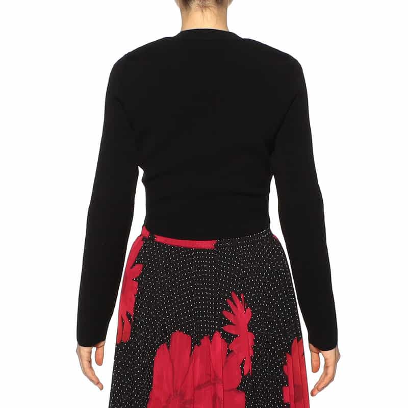 VICTORIA BECKHAM クルーネック アイレットデザイン ニットカーディガン BLACK