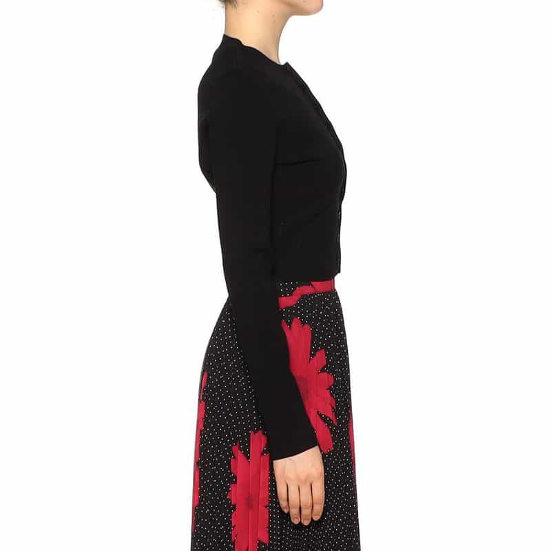 VICTORIA BECKHAM クルーネック アイレットデザイン ニットカーディガン BLACK