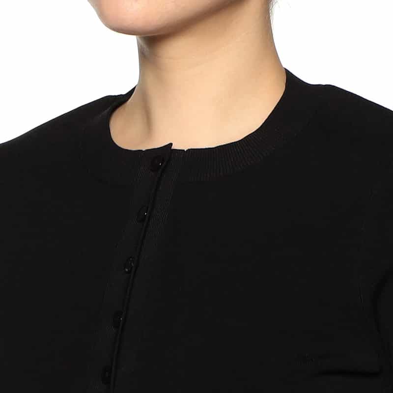 VICTORIA BECKHAM クルーネック アイレットデザイン ニットカーディガン BLACK