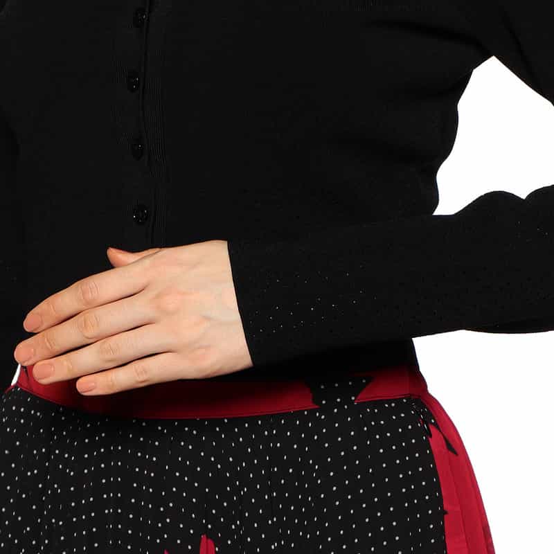 VICTORIA BECKHAM クルーネック アイレットデザイン ニットカーディガン BLACK