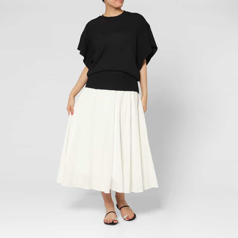 BARNEYS NEW YORK ウォッシャブル ロングフレアスカート OFF WHITE