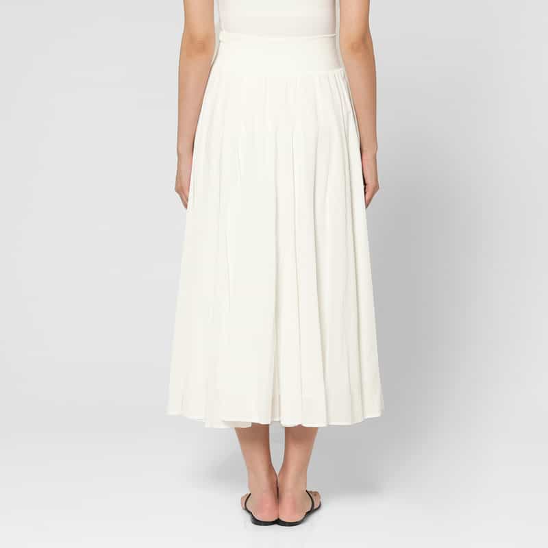 BARNEYS NEW YORK ウォッシャブル ロングフレアスカート OFF WHITE