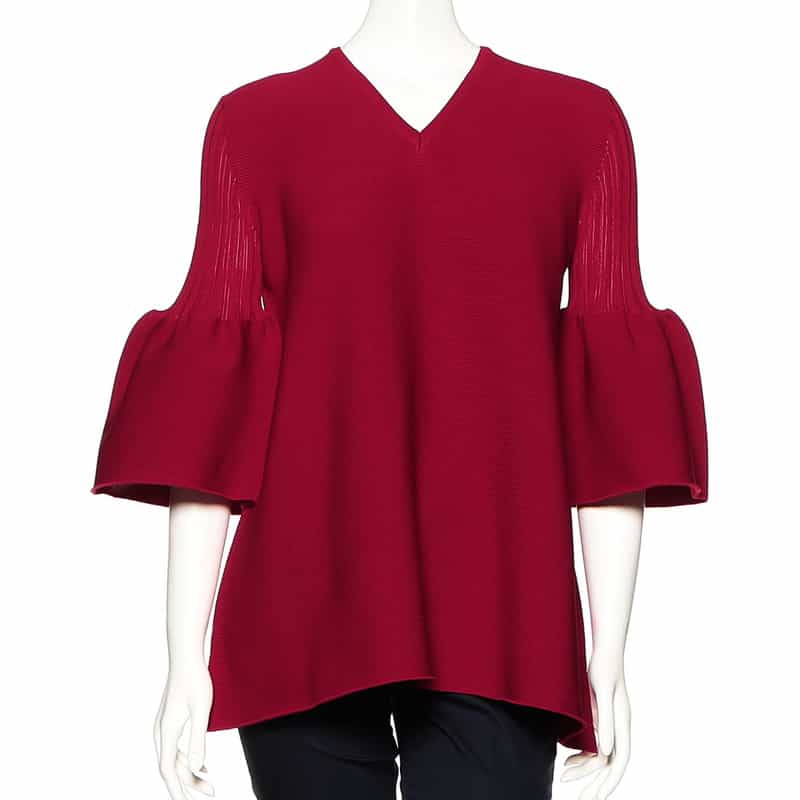 CFCL "POTTERY" ベルスリーブ ニットプルオーバー RED