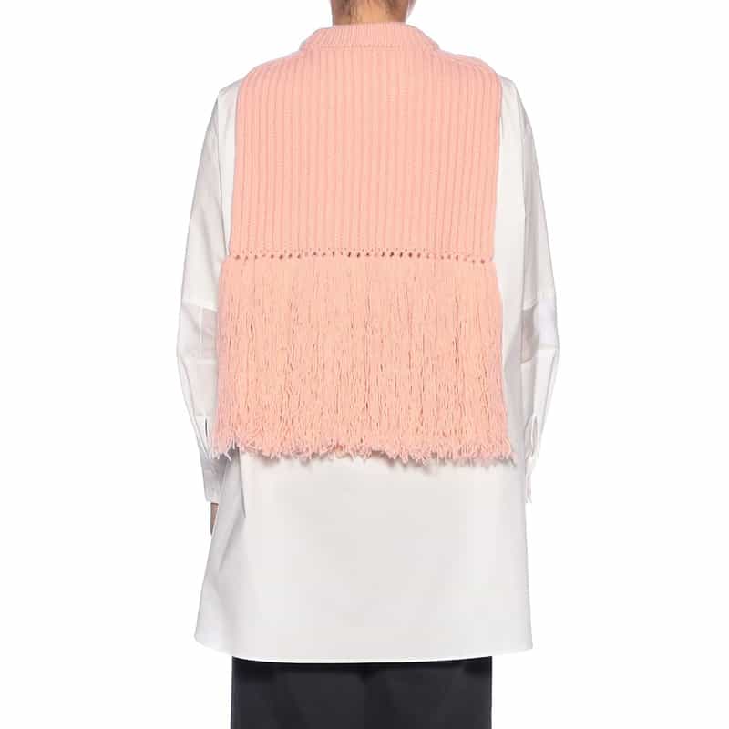 HYKE ウール フリンジニットベスト PINK