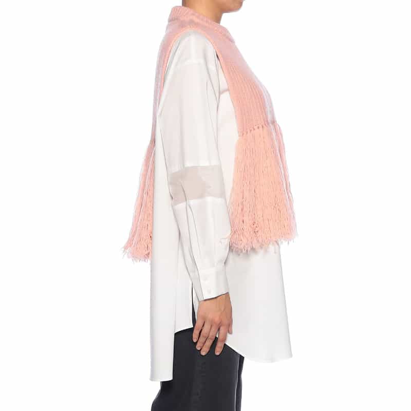 HYKE ウール フリンジニットベスト PINK