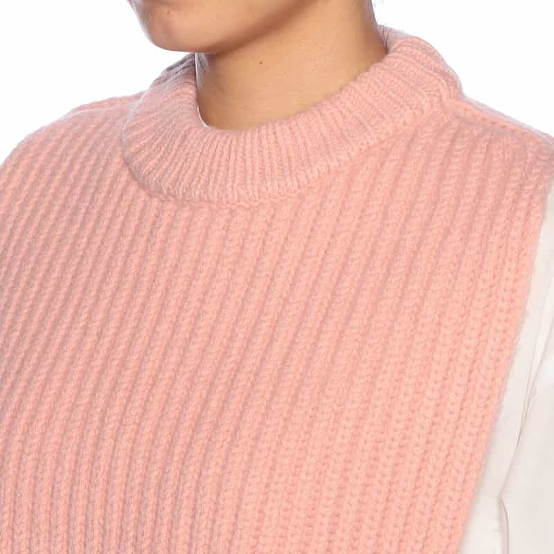 HYKE ウール フリンジニットベスト PINK