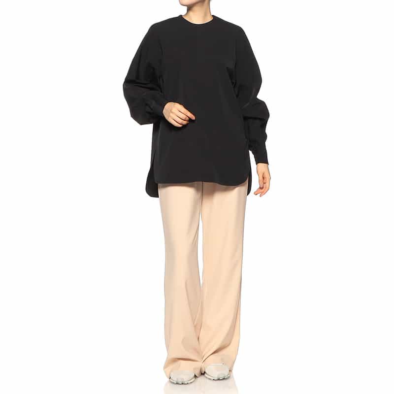 HYKE ボリュームスリーブ バックジップ ブラウス BLACK