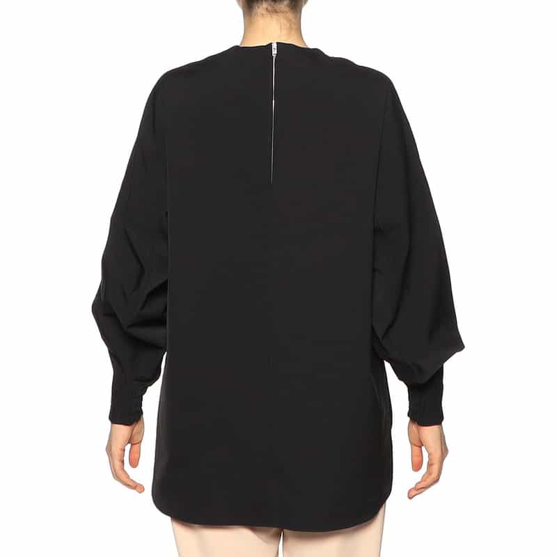 HYKE ボリュームスリーブ バックジップ ブラウス BLACK