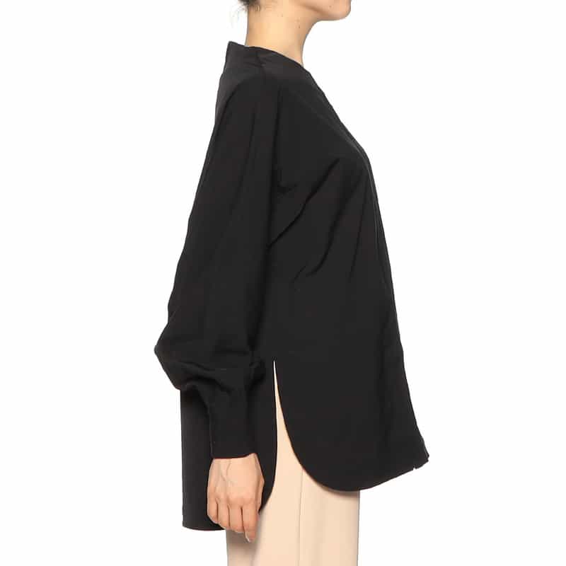 HYKE ボリュームスリーブ バックジップ ブラウス BLACK