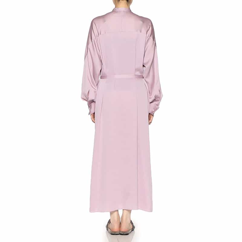 HYKE ハンマーサテン ノーカラー シャツドレス PURPLE