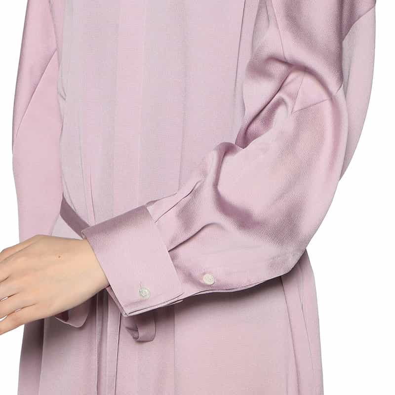 HYKE ハンマーサテン ノーカラー シャツドレス PURPLE