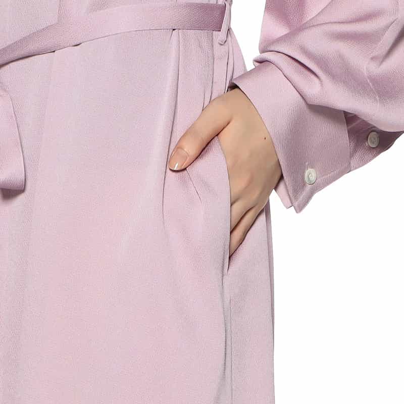 HYKE ハンマーサテン ノーカラー シャツドレス PURPLE
