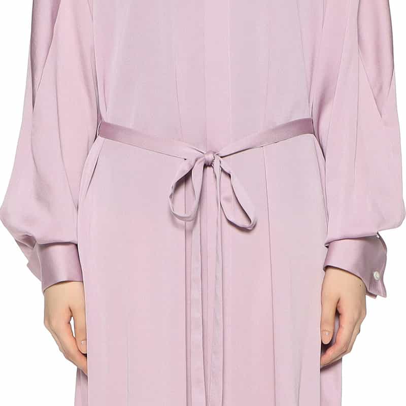 HYKE ハンマーサテン ノーカラー シャツドレス PURPLE