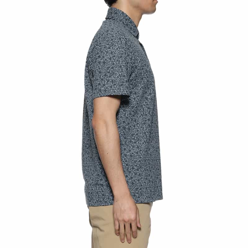 BARNEYS NEW YORK スモールフラワープリント鹿の子ポロシャツ BLUE