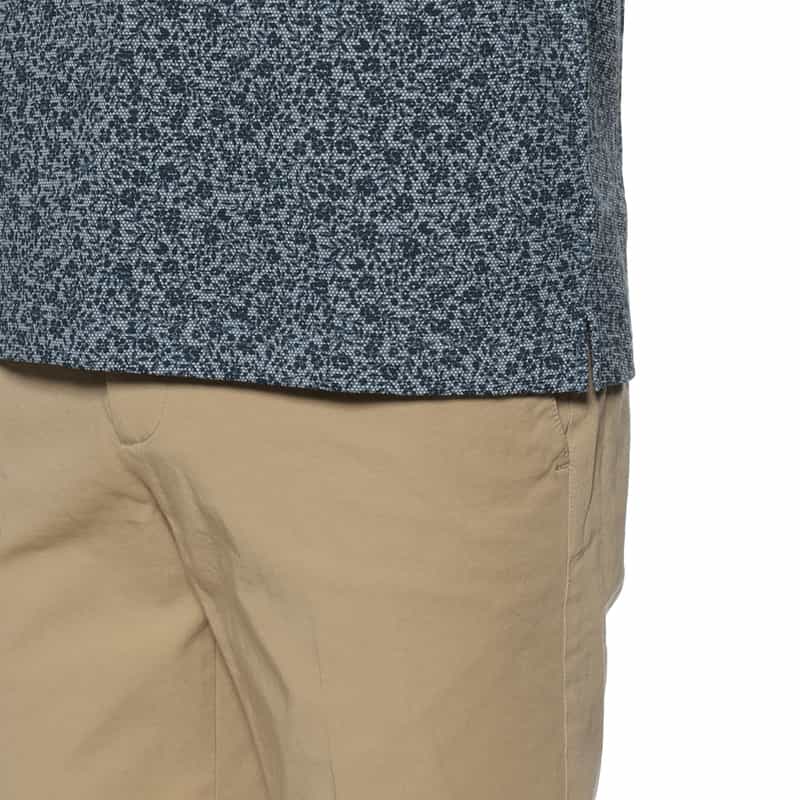 BARNEYS NEW YORK スモールフラワープリント鹿の子ポロシャツ BLUE