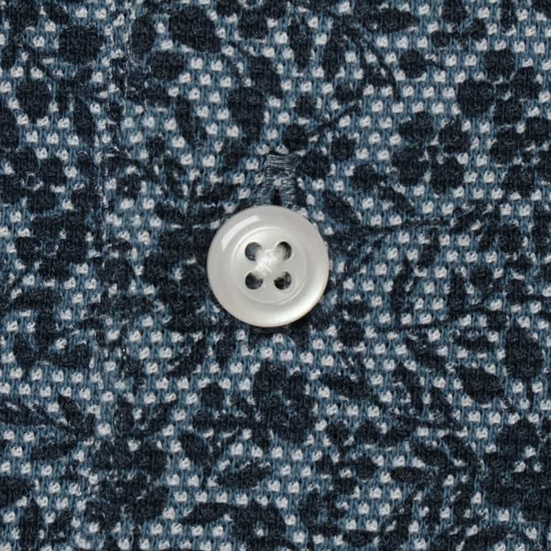 BARNEYS NEW YORK スモールフラワープリント鹿の子ポロシャツ BLUE