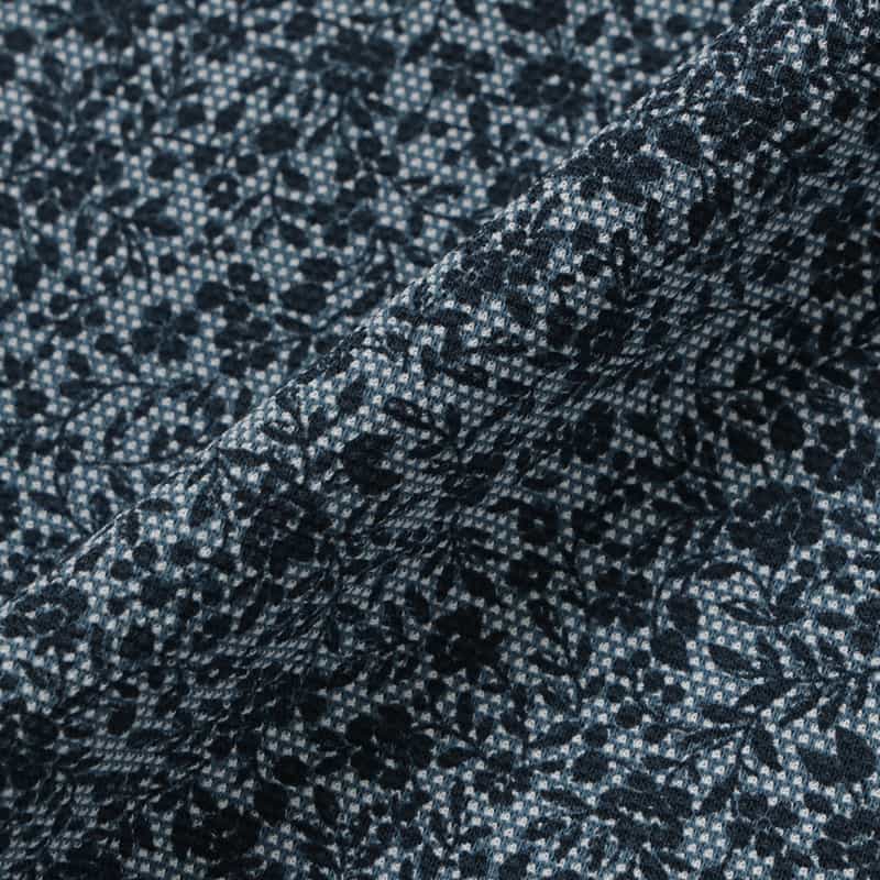 BARNEYS NEW YORK スモールフラワープリント鹿の子ポロシャツ BLUE