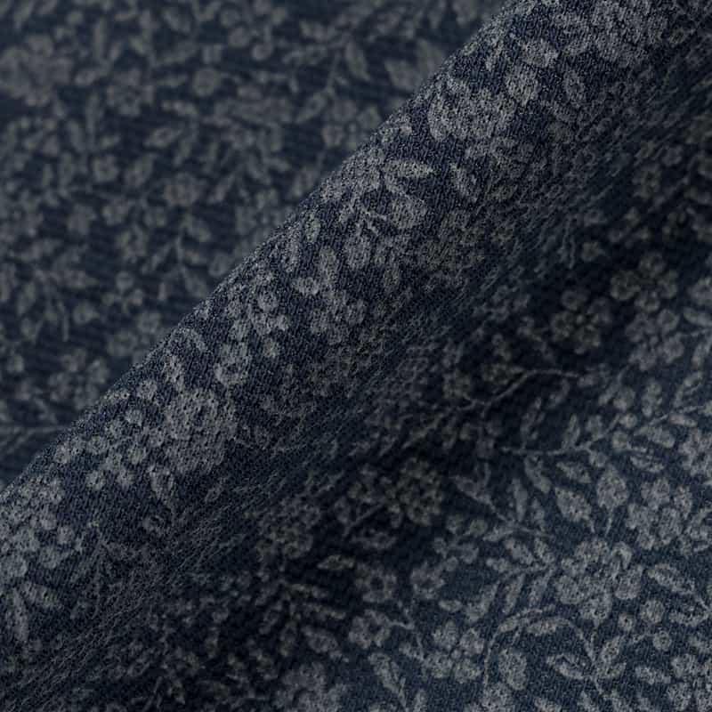 BARNEYS NEW YORK スモールフラワープリント鹿の子ポロシャツ NAVY