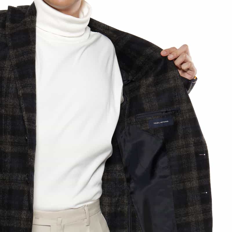 TAGLIATORE チェック柄テーラードジャケット DARK GRAY