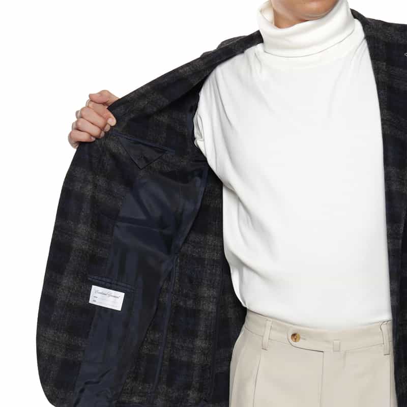 TAGLIATORE チェック柄テーラードジャケット DARK GRAY