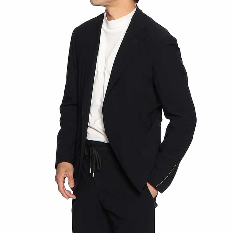 LARDINI セットアップ ナイロンジャージージャケット BLACK