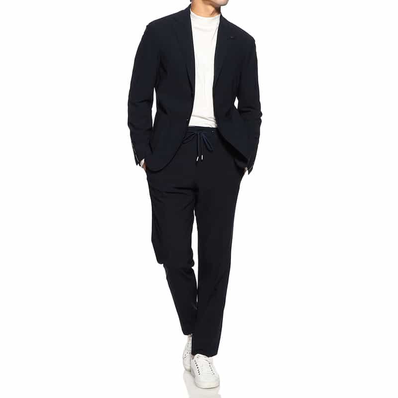 LARDINI セットアップ ドローストリングパンツ NAVY