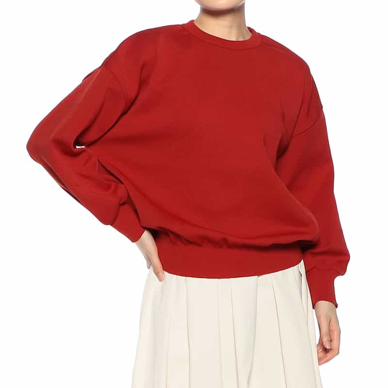 BARNEYS NEW YORK ウォッシャブル ドルマンスリーブ ニットプルオーバー RED
